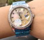 Copy Rolex Datejust Diamond Bezel SS Gold MOP Dial Watch 36mm 